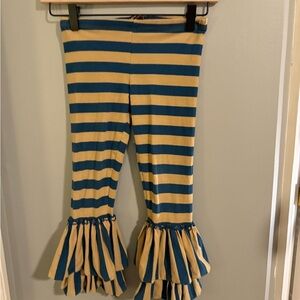 Mustard Pie Striped Ruffle Leggings